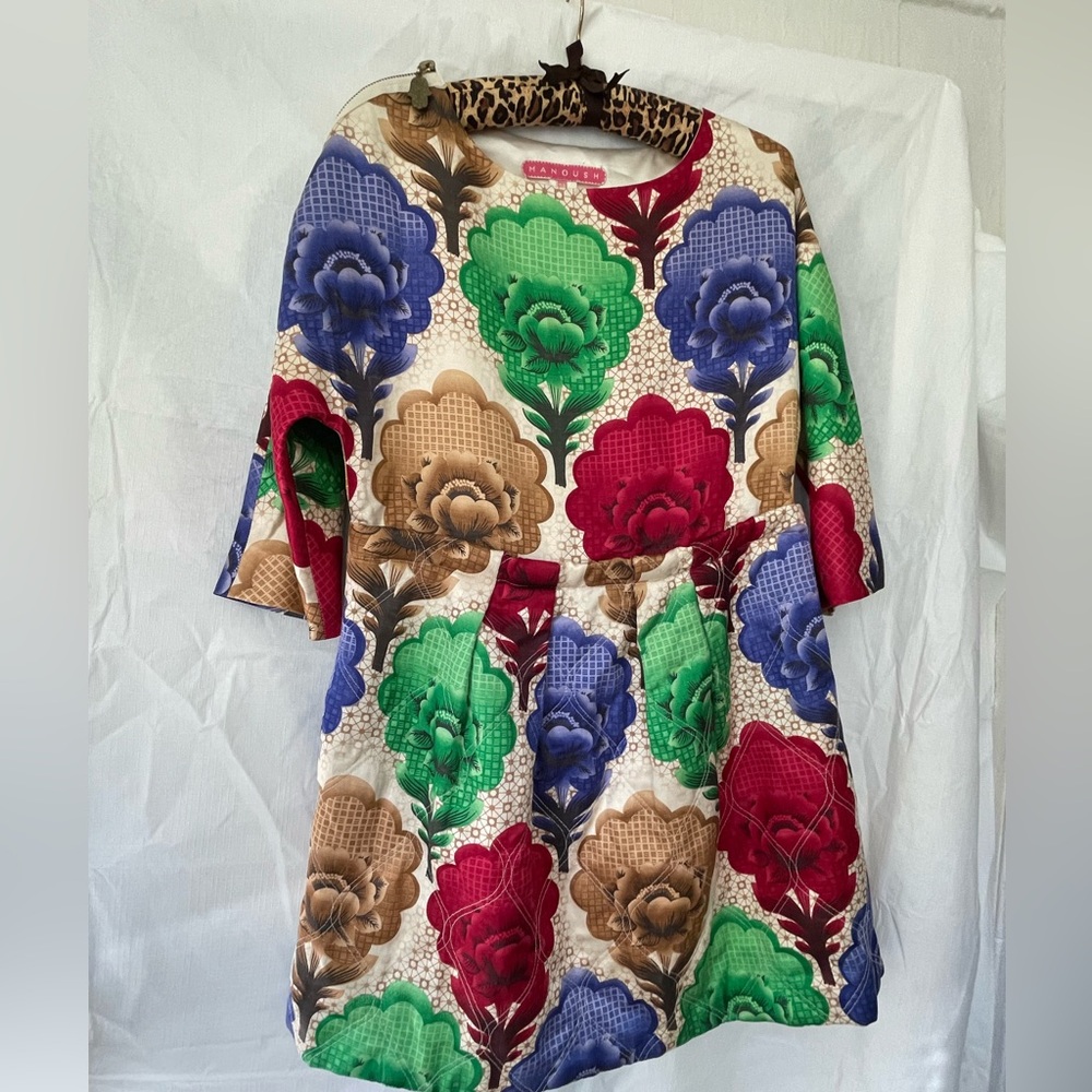 Manoush dress quilted silk dress size French 34 US 2 lined zipper sleeve